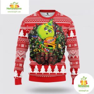 Detroit Red Wings Ugly Christmas Sweater Grinch Hug NHL