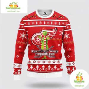 Detroit Red Wings Ugly Christmas Sweater Grinch NHL Fan Gift