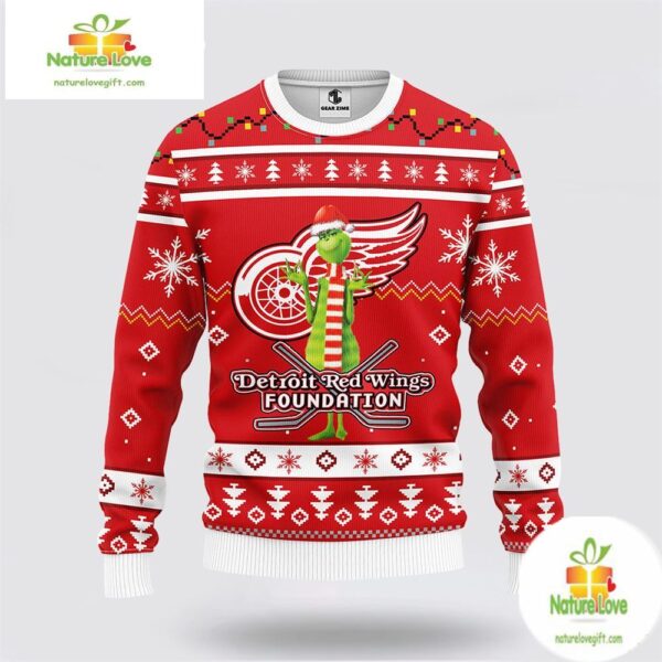 Detroit Red Wings Ugly Christmas Sweater Grinch NHL Fan Gift