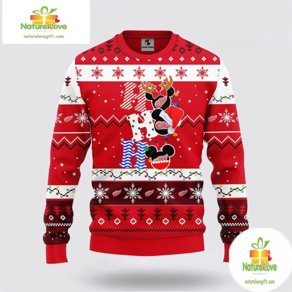 Detroit Red Wings Ugly Christmas Sweater Mickey NHL Holiday