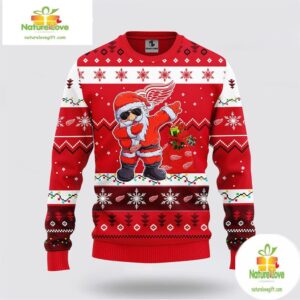 Detroit Red Wings Ugly Christmas Sweater Santa NHL Hockey