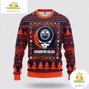 Edmonton Oilers Grateful Dead Ugly Christmas Sweater Fleece