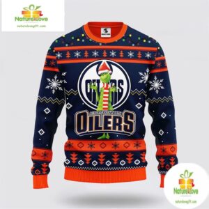 Edmonton Oilers Ugly Christmas Sweater Funny Grinch NHL