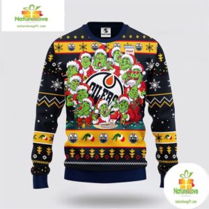 Edmonton Oilers Ugly Christmas Sweater Grinch 12 Expressions
