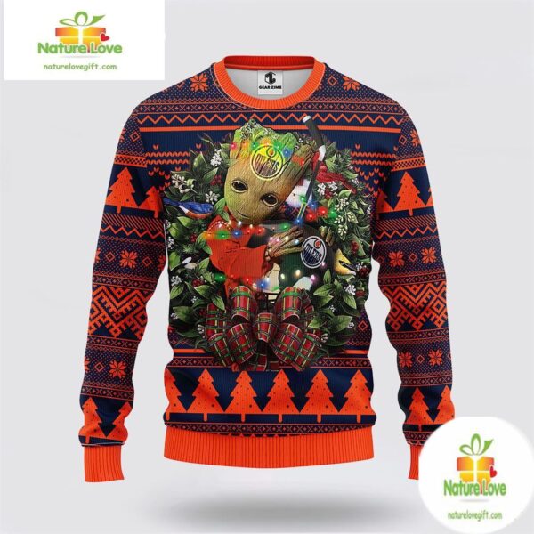Edmonton Oilers Ugly Christmas Sweater Groot NHL Fan Gift