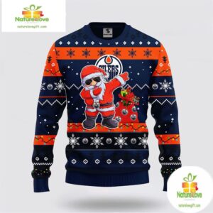Edmonton Oilers Ugly Christmas Sweater Santa NHL Fan Gift