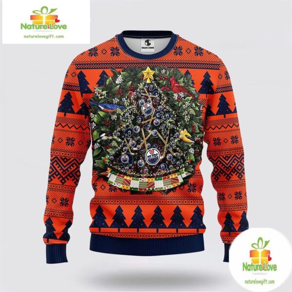Edmonton Oilers Ugly Christmas Sweater Tree Ball Ornament
