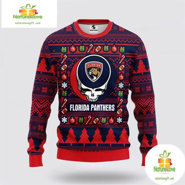 Florida Panthers Grateful Dead Ugly Christmas Sweater Fleece