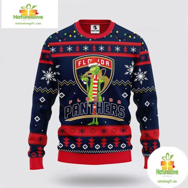 Florida Panthers Ugly Christmas Sweater Funny Grinch NHL