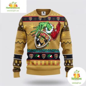 Florida Panthers Ugly Christmas Sweater Grinch Hand Design