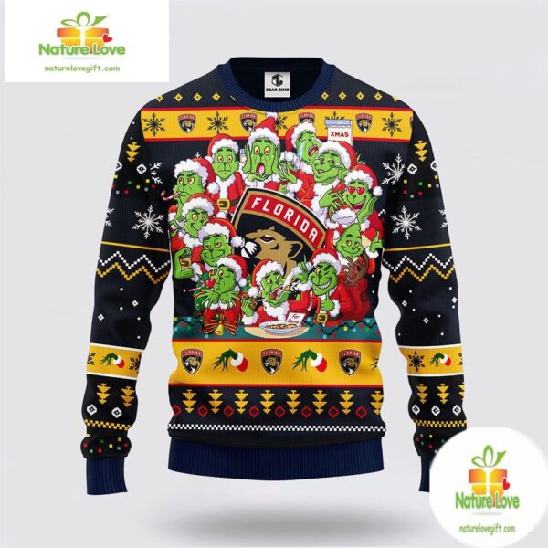 Florida Panthers Ugly Christmas Sweater Grinch Holiday Sweatshirt