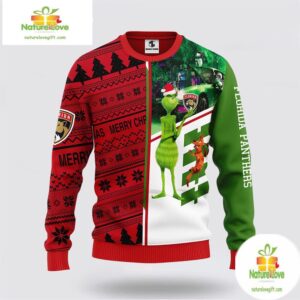 Florida Panthers Ugly Christmas Sweater Grinch Scooby-Doo Design