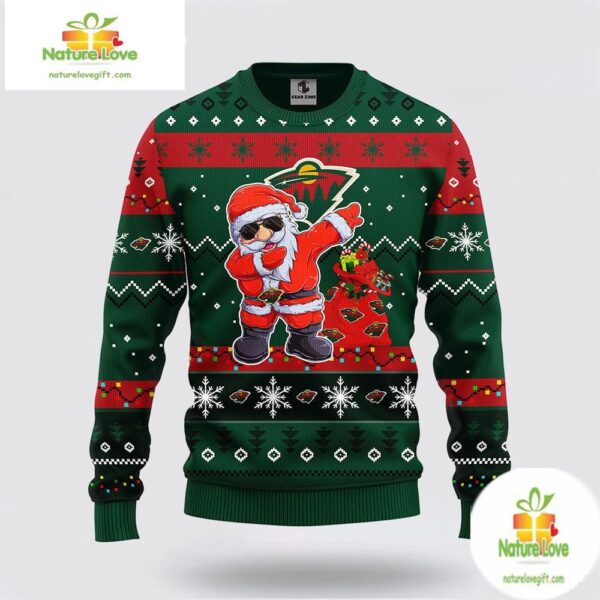 Minnesota Wild Ugly Christmas Sweater Santa Claus NHL
