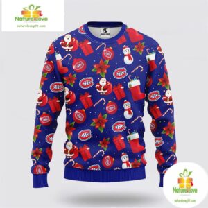 Montreal Canadians Ugly Christmas Sweater Santa Snowman NHL