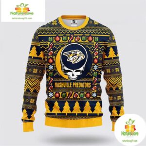 Nashville Predators Grateful Dead Ugly Christmas Sweater Fleece