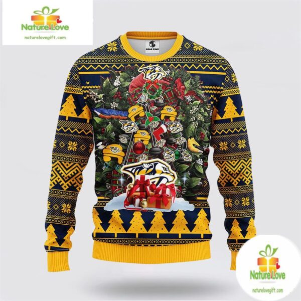 Nashville Predators Ugly Christmas Sweater Fleece NHL Holiday