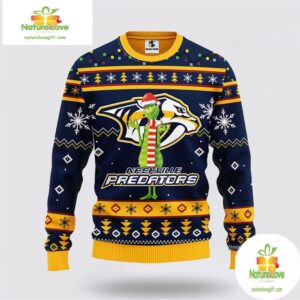 Nashville Predators Ugly Christmas Sweater Funny Grinch NHL