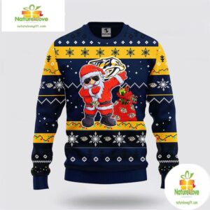 Nashville Predators Ugly Christmas Sweater Santa NHL Fan Gift