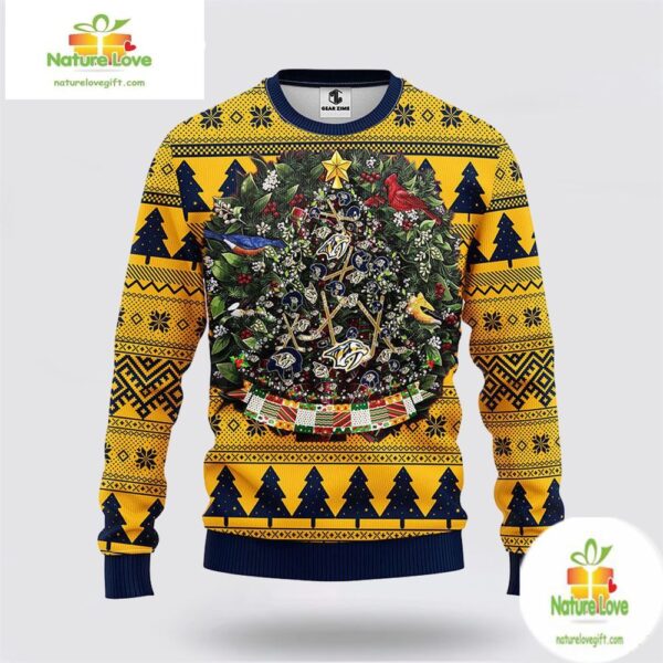 Nashville Predators Ugly Christmas Sweater Tree Ornament NHL