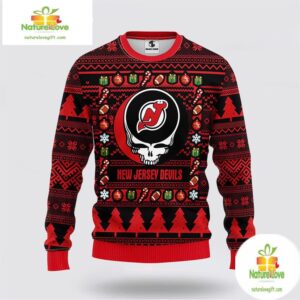 New Jersey Devils Grateful Dead Ugly Christmas Sweater NHL