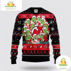 New Jersey Devils Grinch Ugly Christmas Sweater 12 Expressions