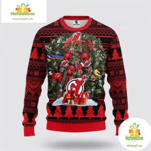 New Jersey Devils Ugly Christmas Sweater Fleece NHL Tree