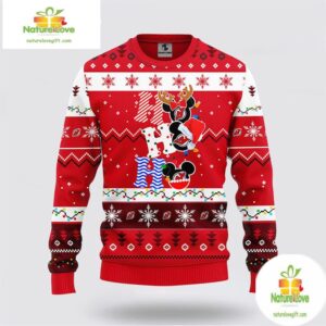 New Jersey Devils Ugly Christmas Sweater Mickey Holiday Design