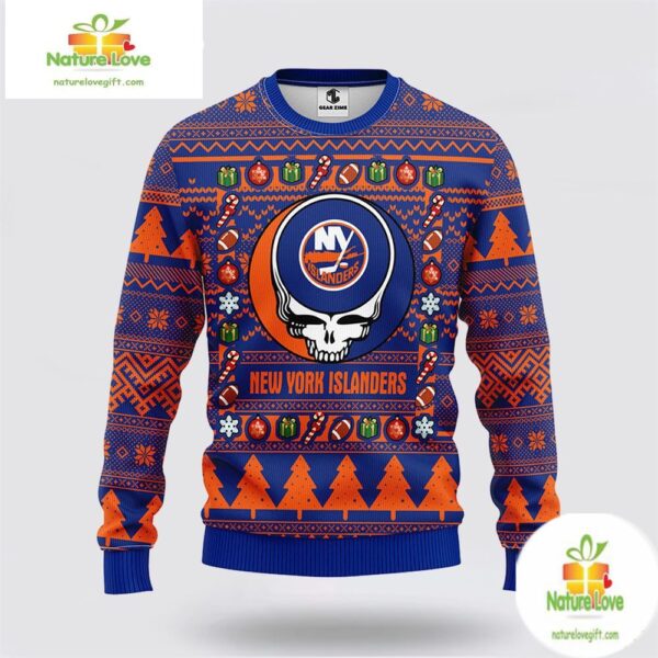 New York Islanders Grateful Dead Ugly Christmas Sweater Fleece