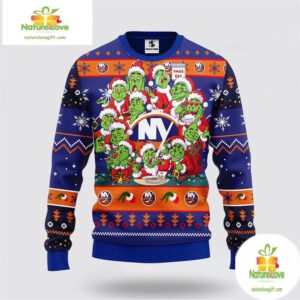 New York Islanders Grinch Ugly Christmas Sweater 12 Expressions