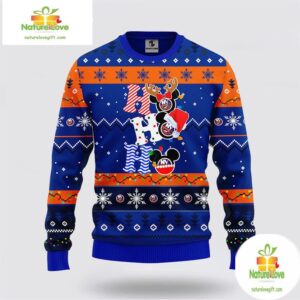 New York Islanders Ugly Christmas Sweater Mickey NHL Holiday