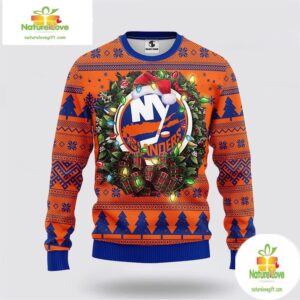 New York Islanders Ugly Christmas Sweater NHL Fleece Tree Design