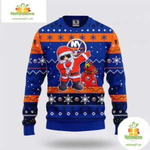 New York Islanders Ugly Christmas Sweater Santa NHL Fan Gift