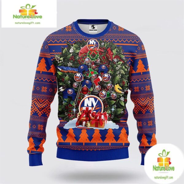 New York Islanders Ugly Christmas Sweater Wreath NHL Fan Gift