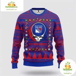 New York Rangers Grateful Dead Ugly Christmas Sweater NHL Fleece