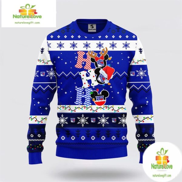 New York Rangers Ugly Christmas Sweater Mickey NHL Holiday