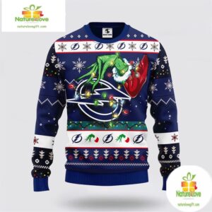 NHL Tampa Bay Lightning Ugly Sweater The Hand Of Grinch Ugly Christmas Sweater