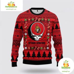 Ottawa Senators Grateful Dead Ugly Christmas Sweater NHL Fleece