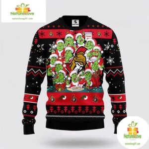 Ottawa Senators Grinch Ugly Christmas Sweater 12 Expressions NHL