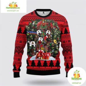 Ottawa Senators Ugly Christmas Sweater NHL Fleece Holiday Tree