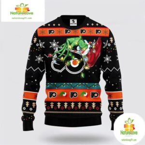 Philadelphia Flyers Grinch Hand Ugly Christmas Sweater NHL