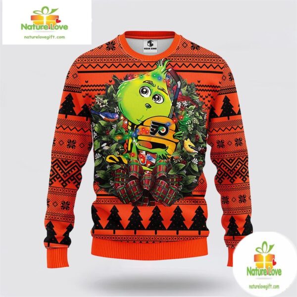 Philadelphia Flyers Grinch Ugly Christmas Sweater NHL Holiday Gift
