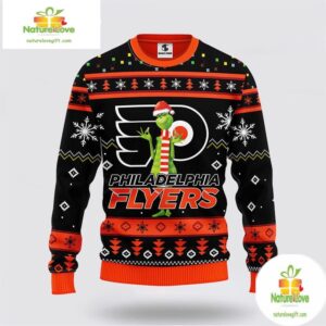 Philadelphia Flyers Ugly Christmas Sweater Grinch NHL Funny