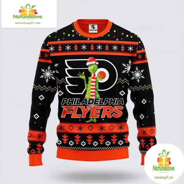 Philadelphia Flyers Ugly Christmas Sweater Grinch NHL Funny