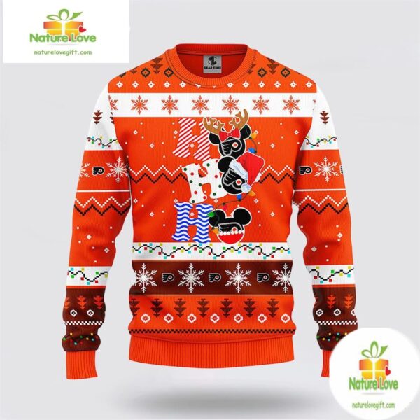 Philadelphia Flyers Ugly Christmas Sweater Mickey Holiday Design