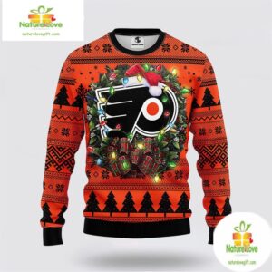 Philadelphia Flyers Ugly Christmas Sweater Wreath NHL Fan Gift