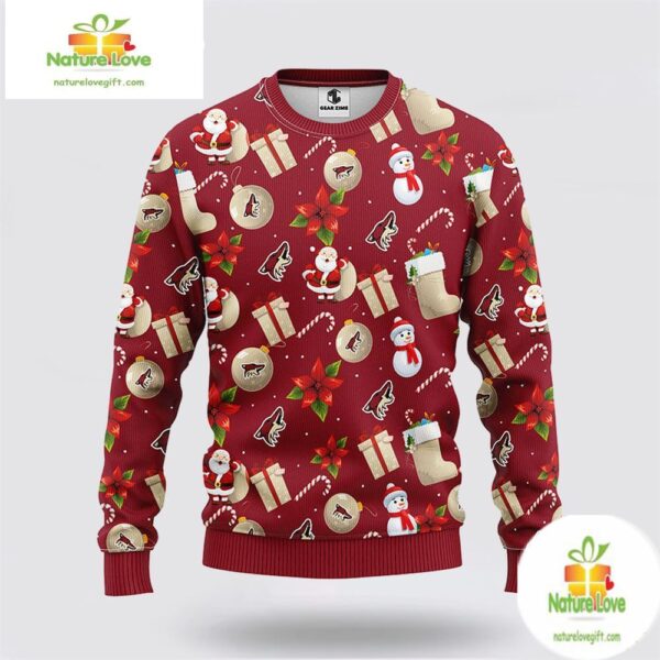 Phoenix Coyotes Ugly Christmas Sweater Santa Snowman NHL