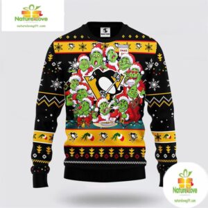 Pittsburgh Penguins Grinch Ugly Christmas Sweater 12 Expressions