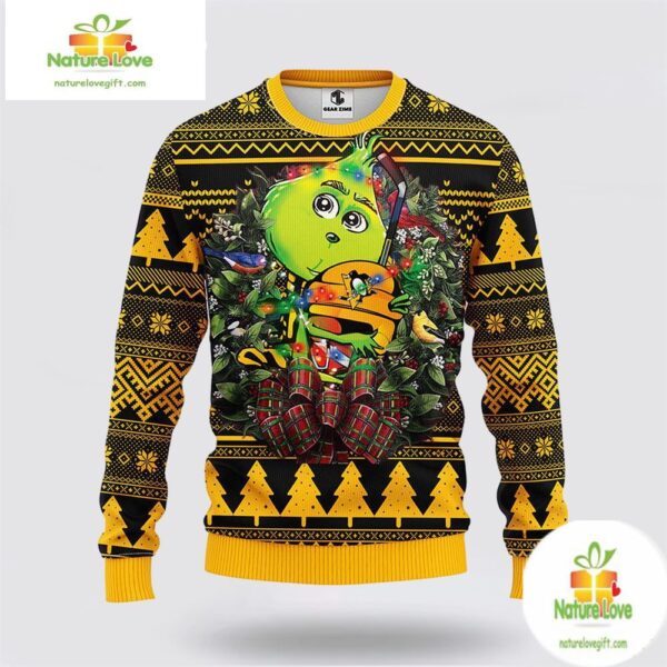 Pittsburgh Penguins Ugly Christmas Sweater Grinch Hug NHL