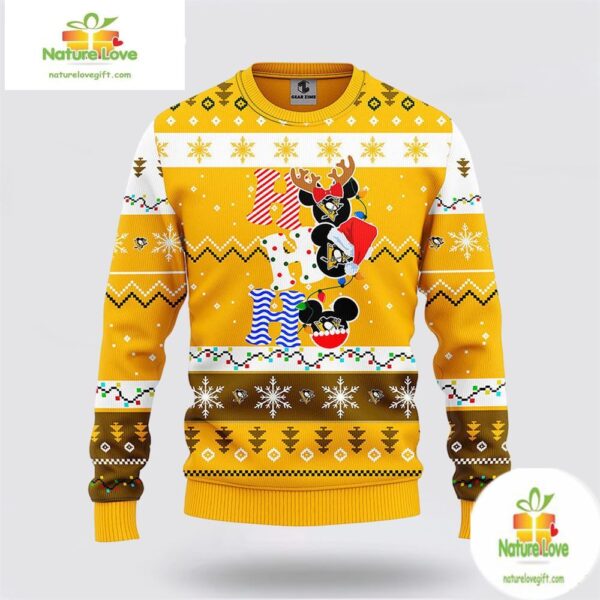 Pittsburgh Penguins Ugly Christmas Sweater Mickey NHL Holiday