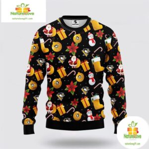 Pittsburgh Penguins Ugly Christmas Sweater Santa Snowman NHL
